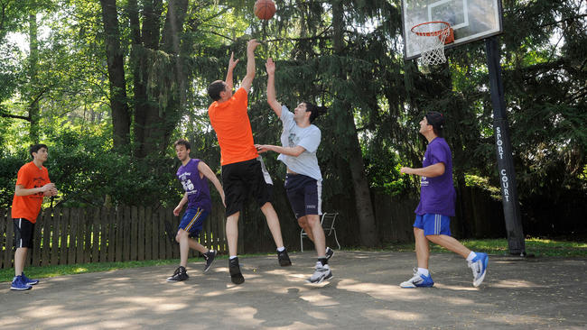 People playing basketball